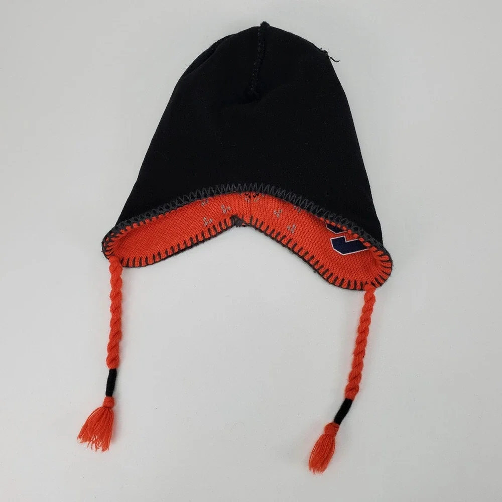 NCAA Syracuse Orange Knit Chullo Beanie Hat Fleece Lined Orange Navy Blue Tassel